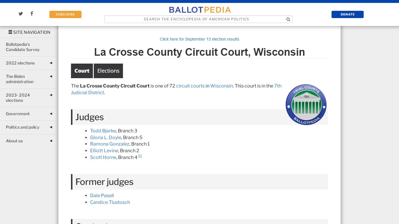 La Crosse County Circuit Court, Wisconsin - Ballotpedia